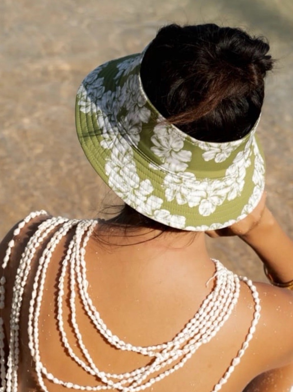 Aloha de Mele green tropical hibiscus reversible hat beach  Hawaii